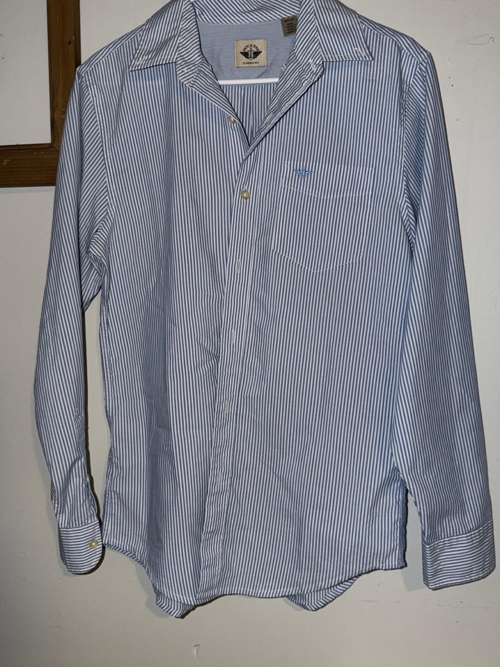 Dockers Blue and White Pinstripe Men’s Dress Shirt